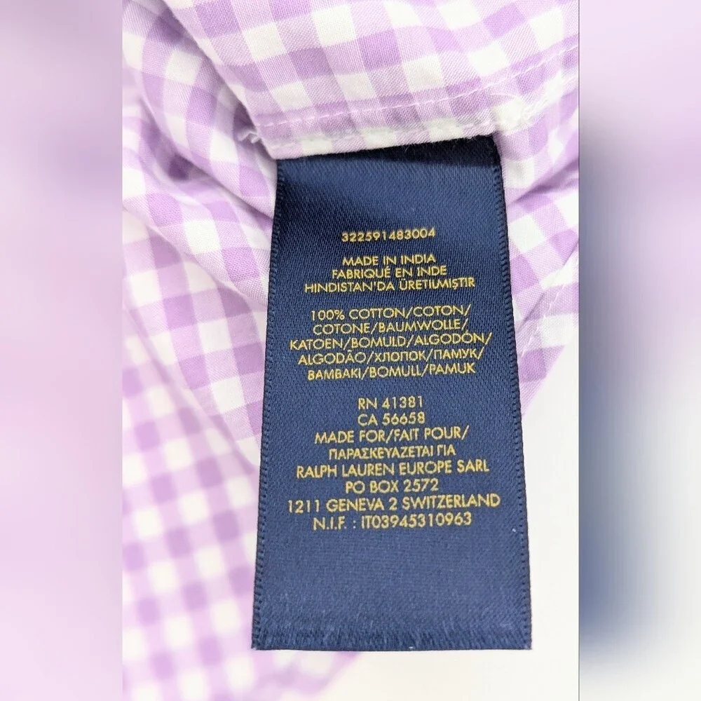 Ralph Lauren Boys' (Size 3/3T) Purple/Lavender & White Gingham Button-Down Shirt